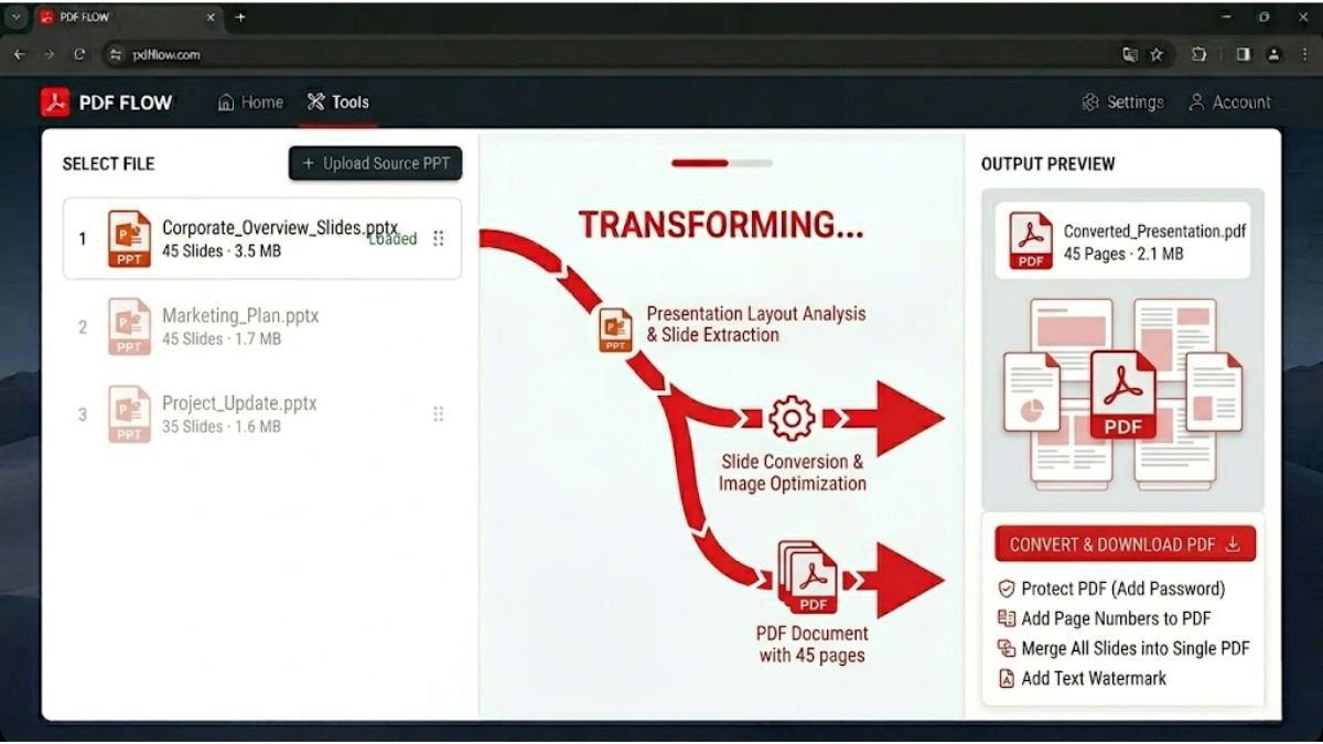 Free online PPT to PDF converter tool